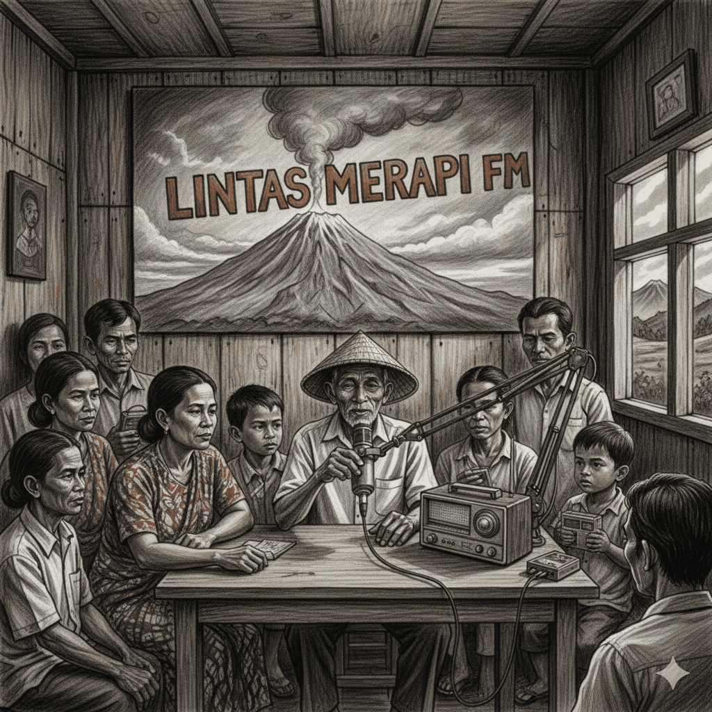 Peran Radio Komunitas Lintas Merapi dalam Meneguhkan Ketangguhan Masyarakat Gemini Generated Image Axnrl2axnrl2axnr